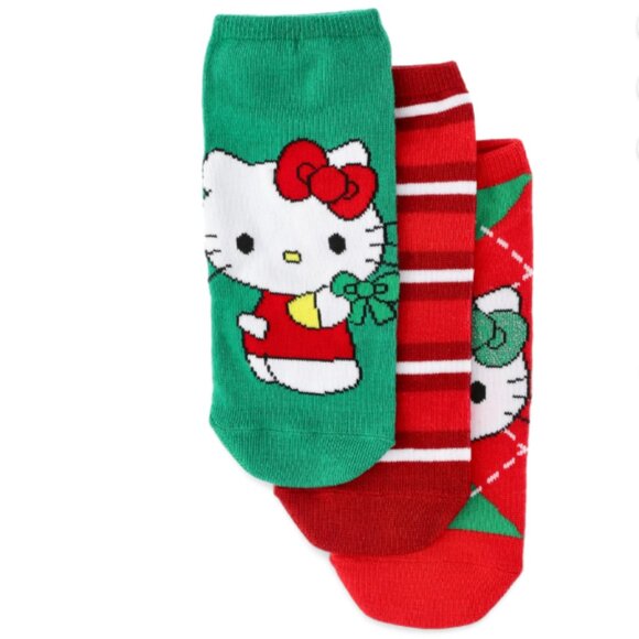 Hello Kitty Accessories - Hello Kitty Women's Holiday No-Show Socks, 3-Pack, Size 4-10